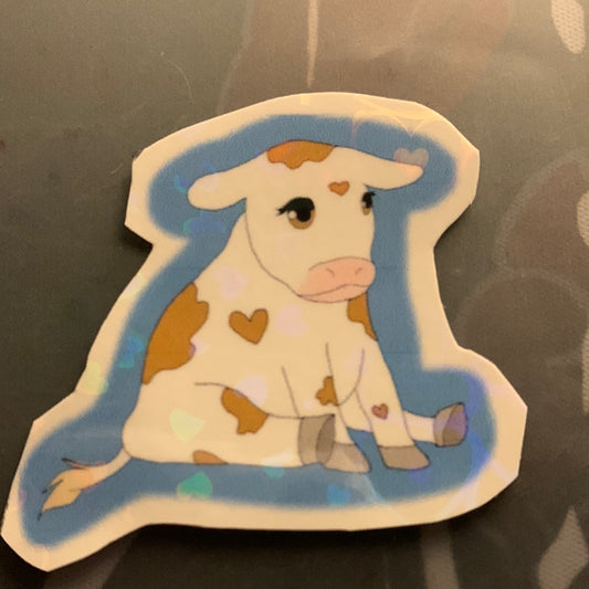 Cow holographic sticker