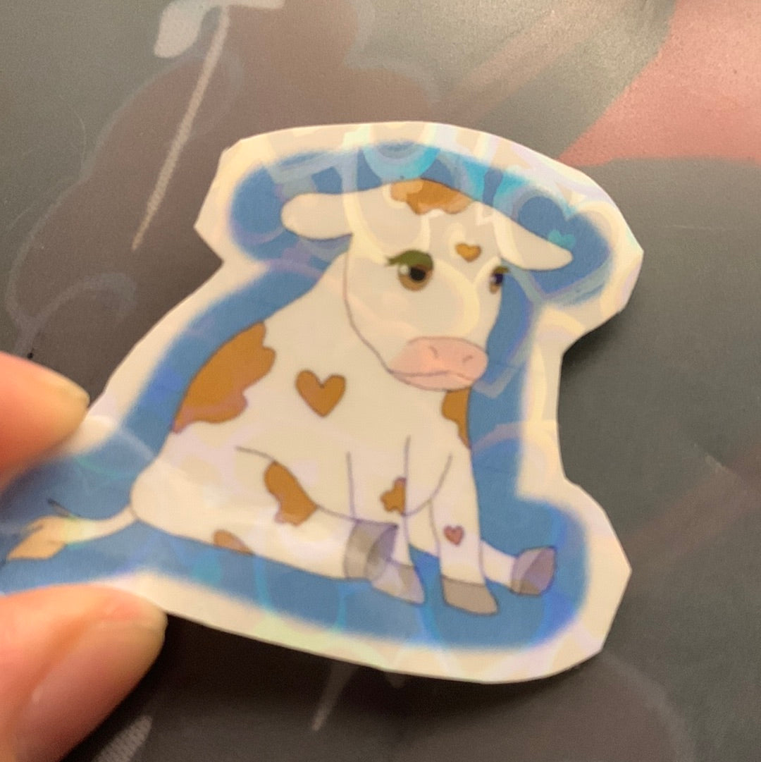 Cow holographic sticker